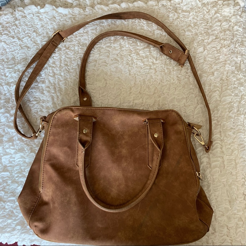 Brown leather Handbag with Crossbody